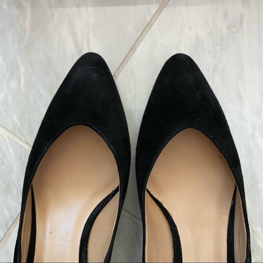 Chloe scalloped sling back suede pumps black block heel - Picture 8 of 11